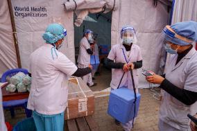Nepal health workers received  COVID-19 vaccination